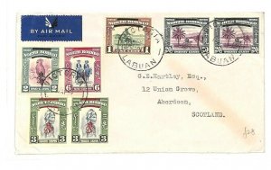 NORTH BORNEO Air Mail Cover LABUAN *Victoria* Overprints GB Scotland 1948 GV119