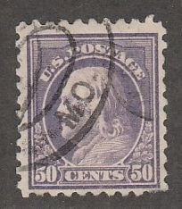 US #440 USED 1 SHORT PERF