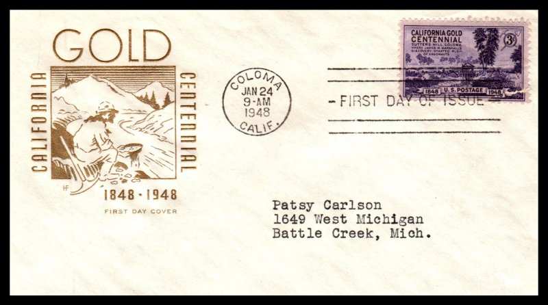 US 954 California Gold House of Farnam Typed FDC