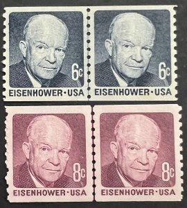 Scott#: 1401, 1402 - Dwight D. Eisenhower 6¢ 1970 BEP Line Pair MNHOG - Lot 3