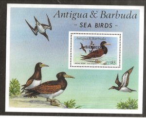 Antiqua & Barbuda Sc 125 NH iSOUVENIR SHEET of 1987 - BARBUDA MAIL OVPR - BIRDS