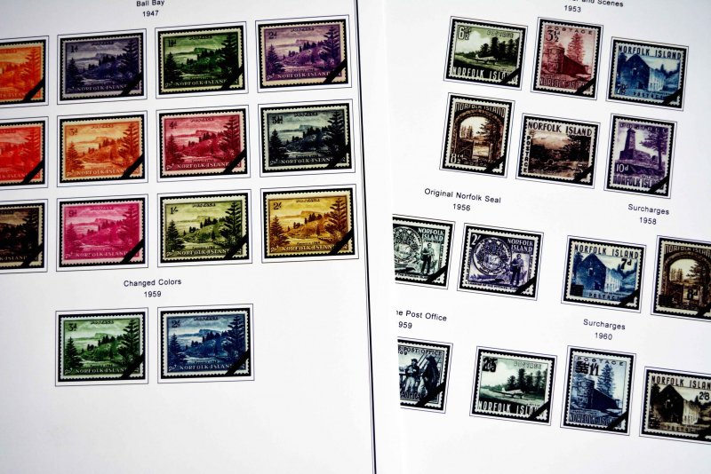 COLOR PRINTED NORFOLK ISLAND 1947-2010 STAMP ALBUM PAGES (129 illustrated pages)