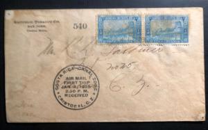 1925 San Jose Costa Rica First Flight Cover FFC To Cristobal Canal Zone