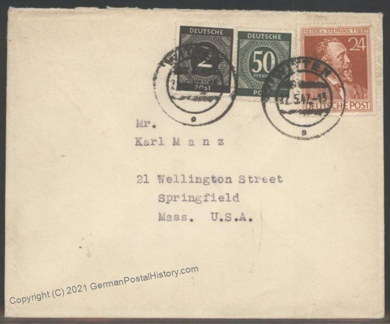 Germany Post WWII Allied Zones Cover USA 104199