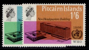 PITCAIRN ISLANDS QEII SG59-60, 1966 WHO Headquarters set, NH MINT.