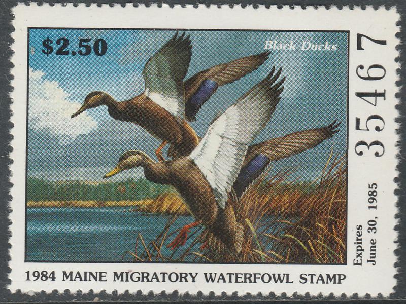 U.S.-MAINE 1, STATE DUCK HUNTING PERMIT STAMP. MINT, NH. VF