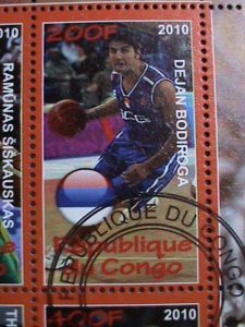 CONGO -2010 EUROLEAQUE BASKET BALL CTO FULL SHEET FANCY POSTAL CANCEL VF