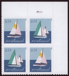 SC#5747-48 (Forever Postcard Rate) Sailboats Plate Block: UR #P1111 (2023) SA