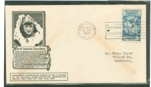 US 735a 1934 3c Byrd Antarctic Expedition (single from the Farley mini-sheet) on an addressed first day cover with an Anderson c