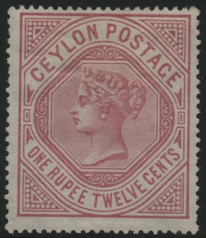 CEYLON-1887 1r12 Dull Rose Sg 201 MOUNTED MINT V40466