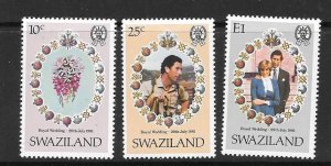 SWAZILAND SG376/8 1981 ROYAL WEDDING   MNH