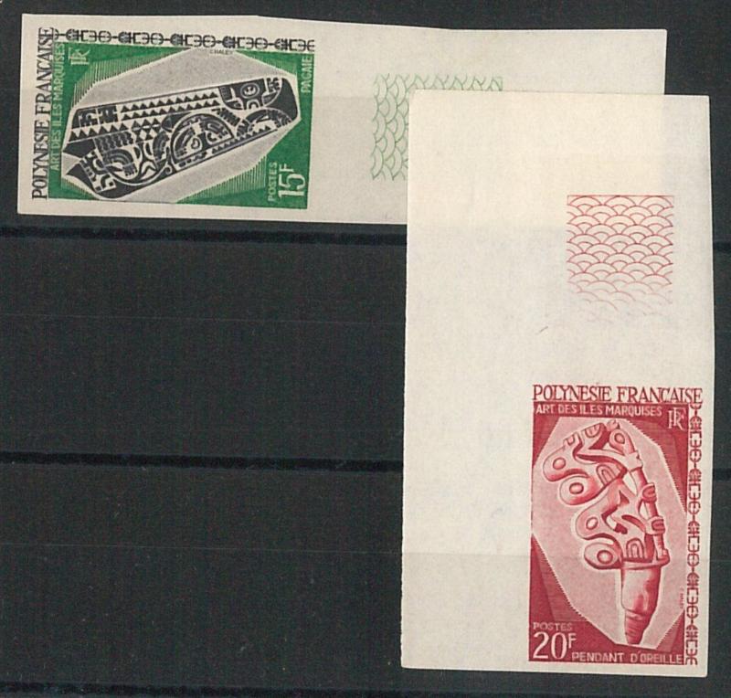 55041 -   FRENCH POLYNESIA -  YVERT 53 Imperf + 54  COLOR PROOF - ETHNIC ART