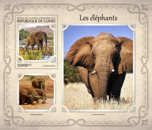 GUINEA - 2017 - Elephants - Perf Souv Sheet - Mint Never Hinged