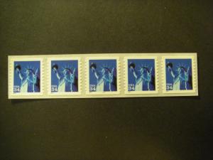Scott 3466, 34c Statue of Liberty, PNC5 #2222, MNH Coil Beauty