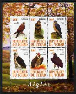Chad 2010 Birds of Prey perf sheetlet containing 6 values...