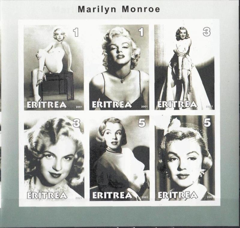 ERITREA SHEET IMPERF MARILYN MONROE