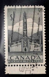 CANADA 1$ Totem Pole stamp Scott 321 Used 1953 stamp