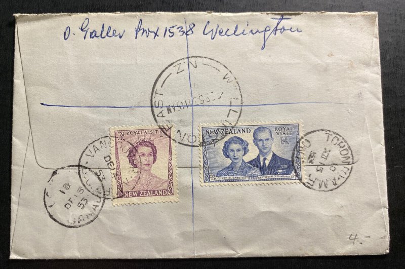 1953 Wellington New Zealand Airmail Cover To London Canada