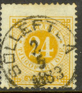 SWEDEN 1877-79 24o Orange Sc 34 w SOLLEFTEA Postmark Used