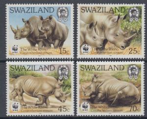 XG-BA582 SWAZILAND IND - Wwf, 1987 Wild Animals, Rhinoceros MNH Set