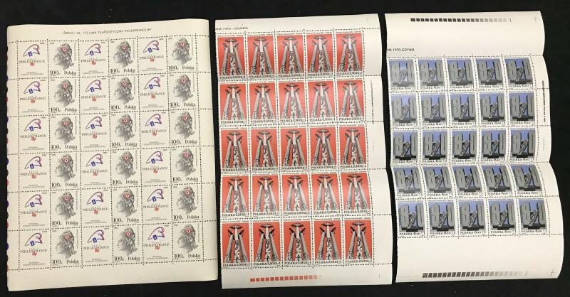 POLAND Revolution Military Hockey Blocks Sheets MNH (Appx 280 Stamps) (KR835