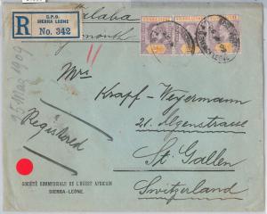 51988 - SIERRA LEONE - POSTAL HISTORY - REGISTERED COVER to SWITZERLAND  1909