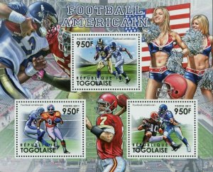 American Football Stamp Sport Cheerleader Field Souvenir Sheet MNH #4361-4363 