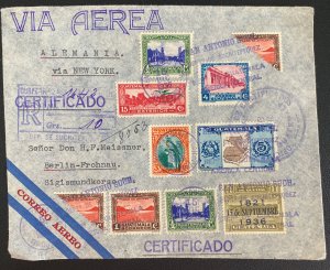 1936 San Antonio Guatemala Pan American Airmail Cover To Berlin Germany