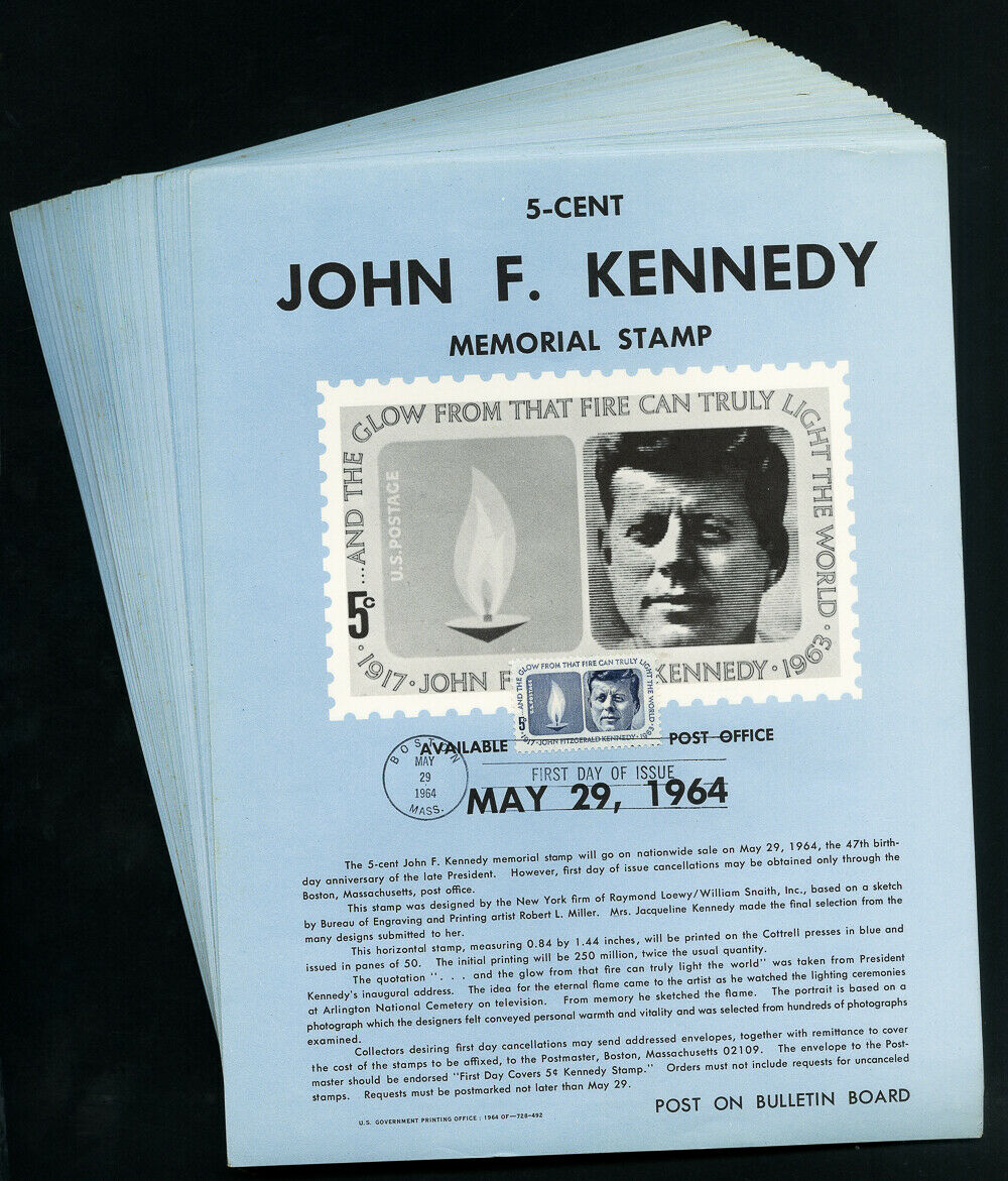 US Stamps Rare Collection of 53 JFK First Day Souvenir Pages Cat Value