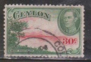 CEYLON Scott # 285 Used - KGVI & Ancient Irrigation Tank