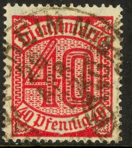 GERMANY 1920-21 40pf Carmine OFFICIAL Sc O7 VFU