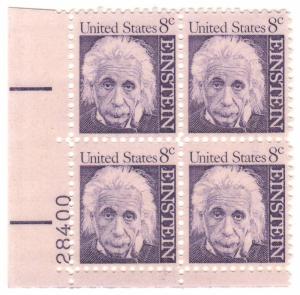 1285: Einstein - Plate Block - MNH - 28400-LL