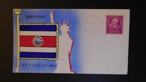 1943 Friendship NY Mae Weigand Hand Painted Costa Rica UN Patriotic Cover 3