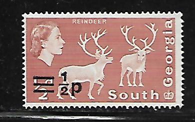 SOUTH GEORGIA  17  NO GUM  REINDEER SURCHARGED ISSUE