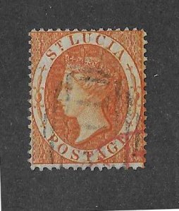 St Lucia Sc #14  4p orange p 14  used VF