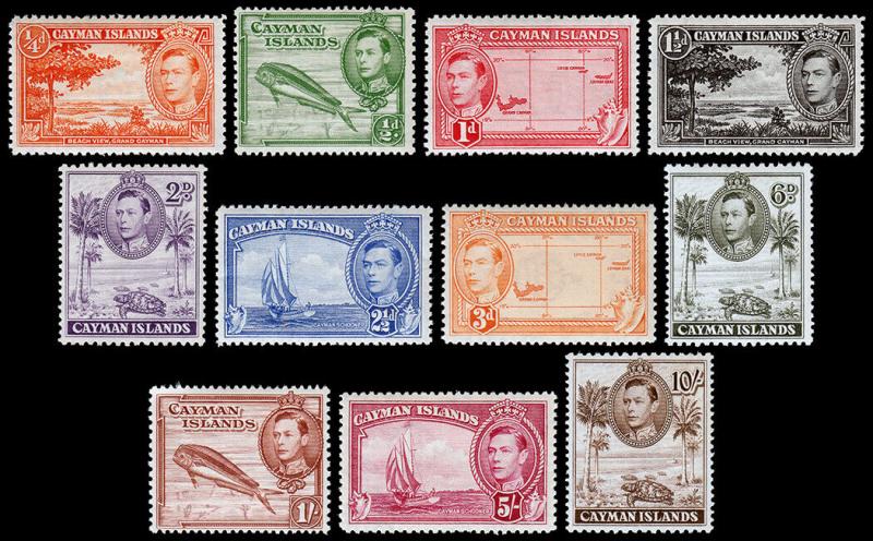 Cayman Islands Scott 100-108, 110-111 (1938-43) Mint H F-VF, CV $53.20 M