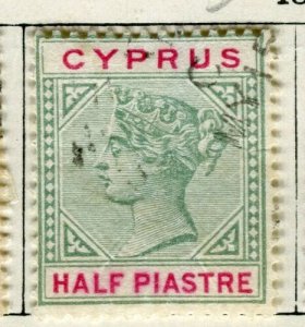 CYPRUS; 1894 classic QV Crown CA issue fine used 1/2Pi. value 