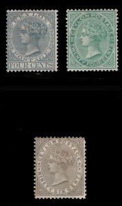 MOMEN: CEYLON SG #122,131-132 1872-80 CROWN CC MINT OG H £630 LOT #67755*