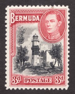 1938 Bermuda  Sc #121 - 3d KGVI  Lighthouse Architecture - MH stamp Cv$16