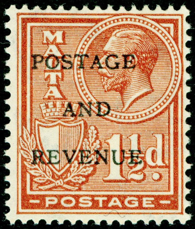 MALTA SG178, 1½d chestnut, LH MINT.