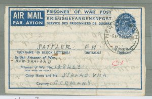 New Zealand  1945 6d blue on white, Used from  New Plymouth, 6 Apr 1945 to Stalag VII A, NR Mooseburg, Bavaria