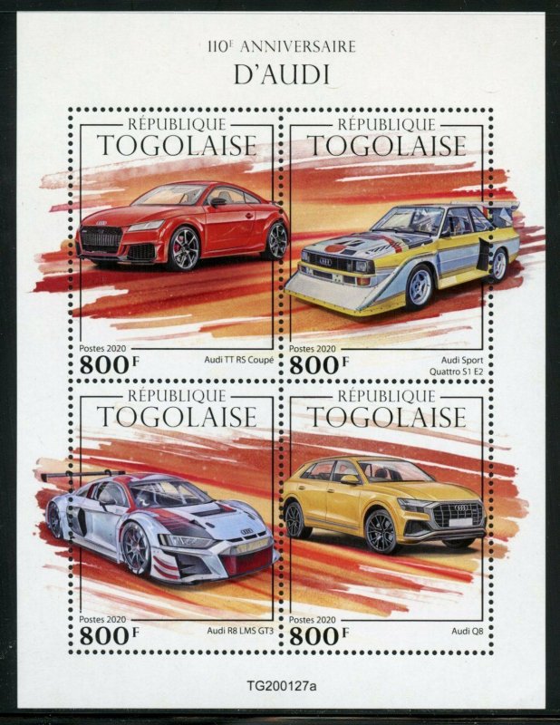 TOGO 2020  110th ANNIVERSARY OF AUDI   SHEET MINT NEVER HINGED