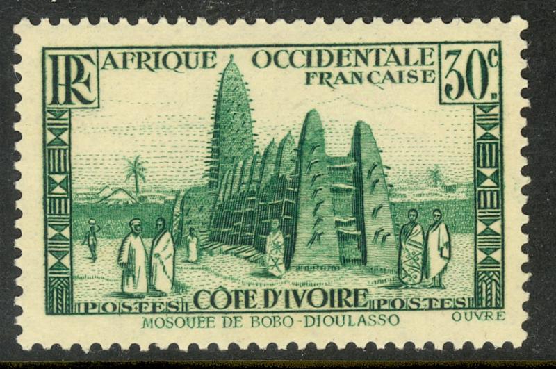 IVORY COAST 1936-44 30c Mosque at Bobo-Dioulasso Pictorial Sc 121 MH