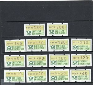 GERMANY 1981 YEAR VENDING MACHINE STAMPS SET OF 14 STAMPS MNH 