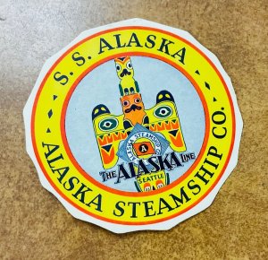 S.S. ALASKA STEAMSHIP CO. VINTAGE Baggage LABEL  VF NH