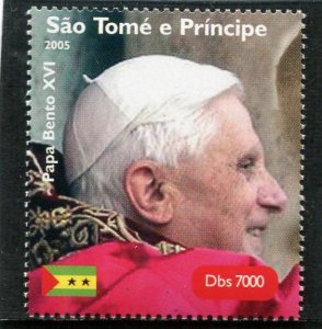 Sao Tome & Principe 2005 POPE BENEDICT XVI 1 value Perforated Mint (NH)