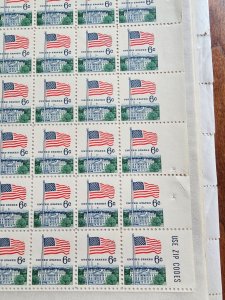 U.S. Scott #1338 Flag Over Whitehouse 6 Cent Sheet of 100 EFO ERROR NO EDGE PERF