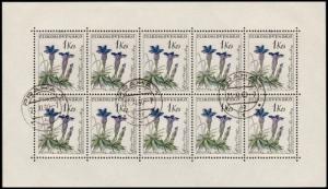✔️ CZECHOSLOVAKIA 1960 FLORA FLOWERS MINISHEET- MI. 1234/1239 (o) USED [CSB4A]