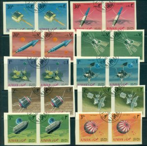 Ajman 1968 Mi#257-266B Space Research Space Probes IMPERF Pair CTO