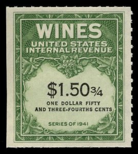 SCOTT #RE195 - $1.50 3/4 WINE STAMP - F-VF UNUSED